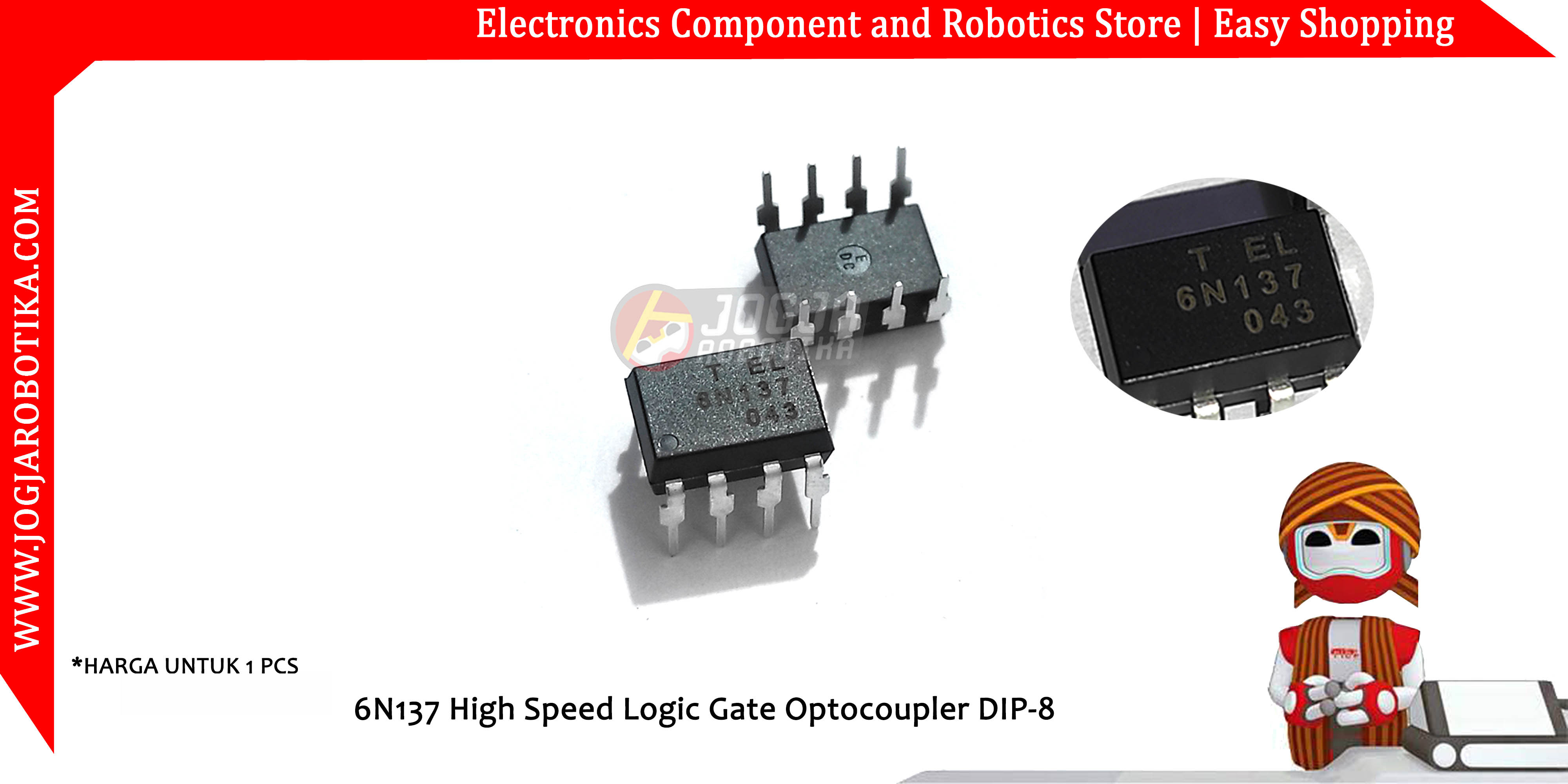 jual 6N137 High Speed Logic Gate Optocoupler DIP8