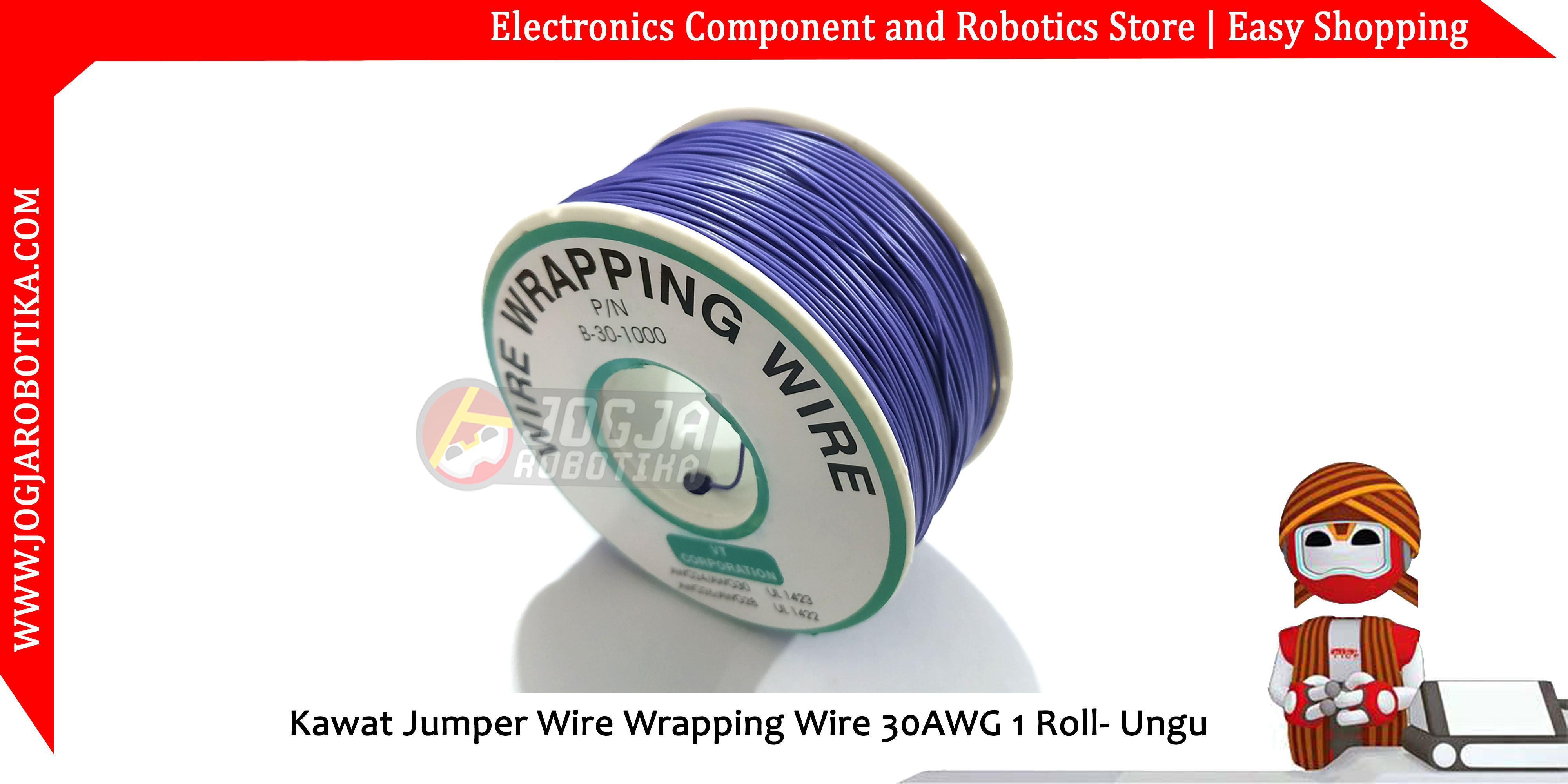 Kawat Jumper Wire Wrapping Wire 30AWG 1 Roll Ungu Toko Komponen