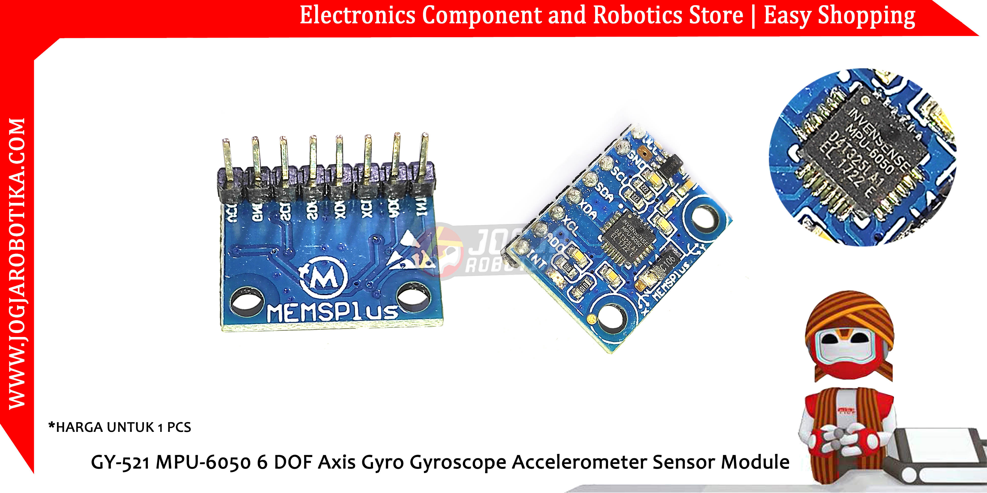 Jual Gy 521 Mpu 6050 6 Dof Axis Gyro Gyroscope Accelerometer Sensor Module 9048