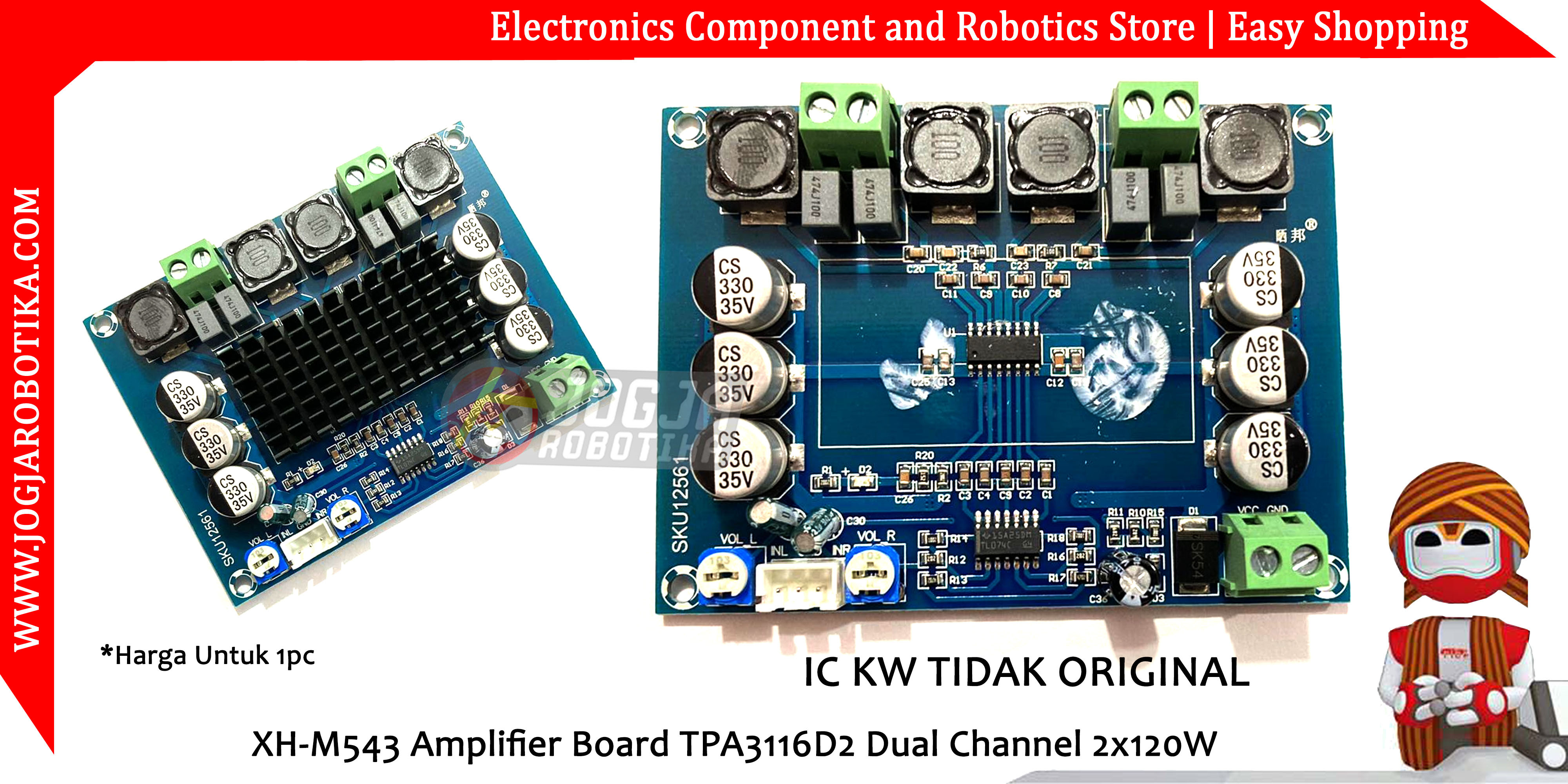 jual XH-M543 Amplifier Board TPA3116D2 Dual Channel 2x120W