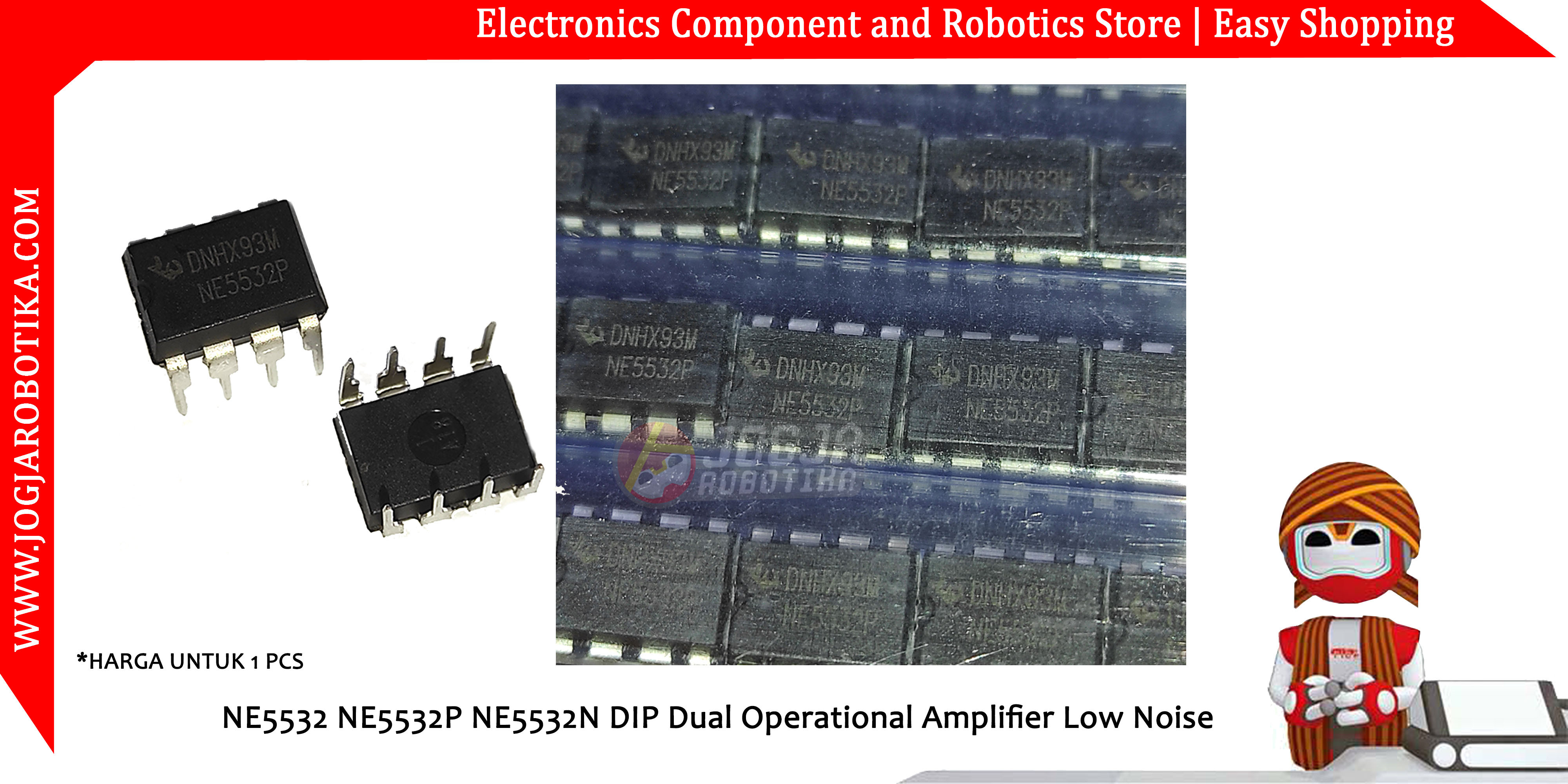 NE5532 NE5532P NE5532N DIP Dual Operational Amplifier Low Noise - Toko