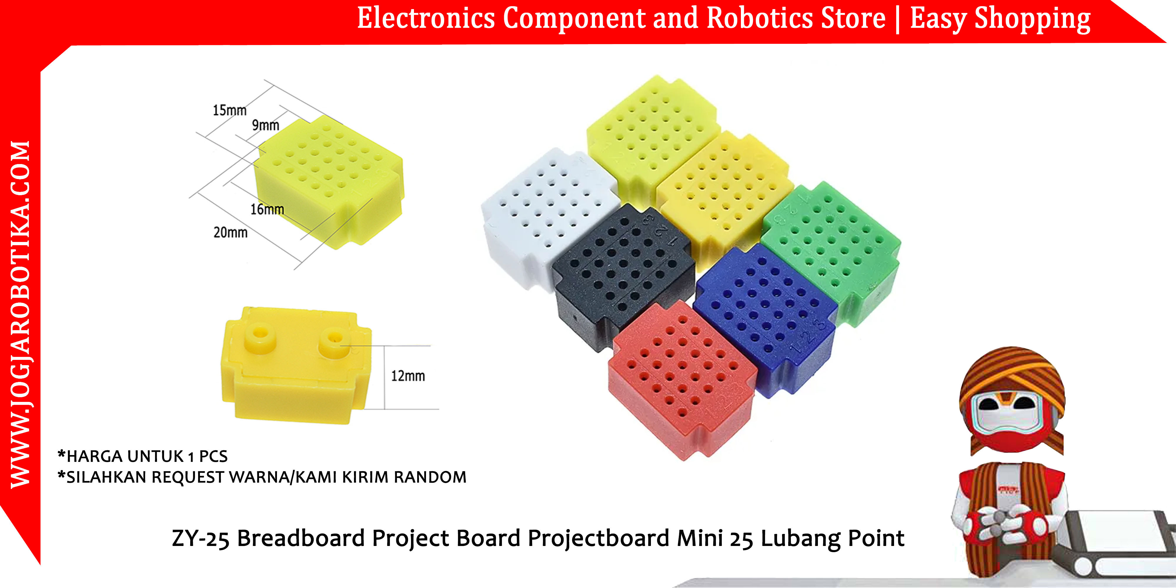 ZY25 Breadboard Project Board Projectboard Mini 25 Lubang Point