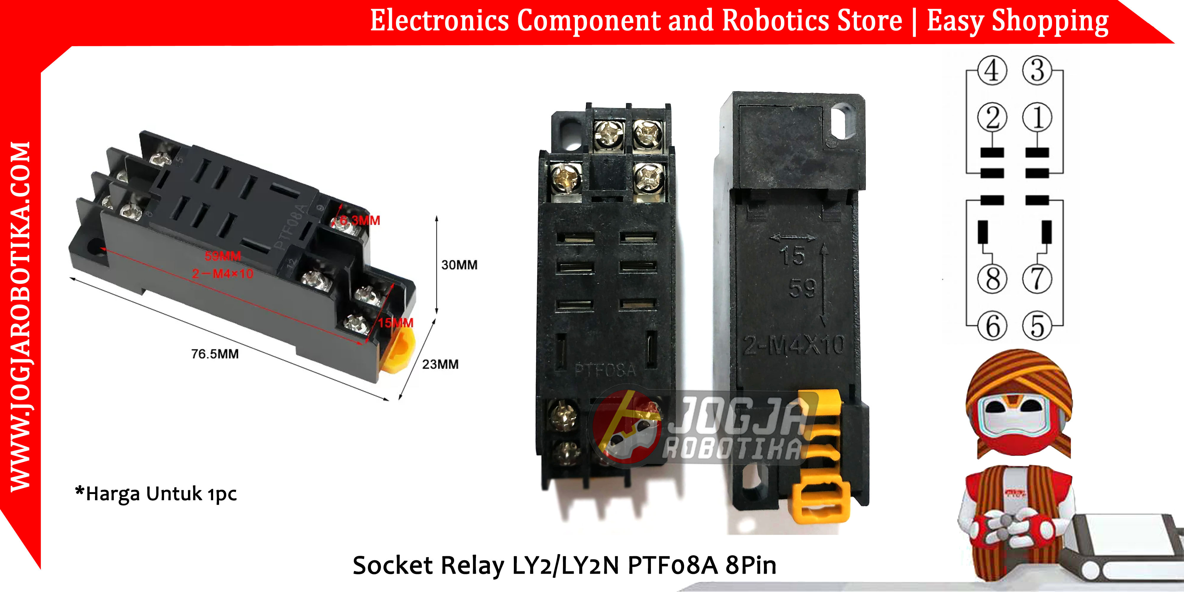 Socket Relay LY2/LY2N PTF08A 8Pin 8 Pin