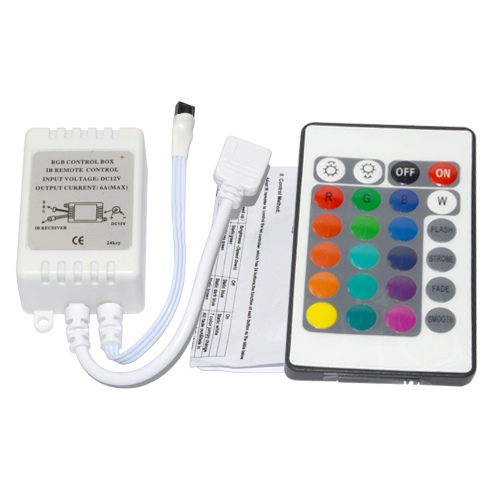 jual RGB LED Light Control Box with IR 24Key Remote Control