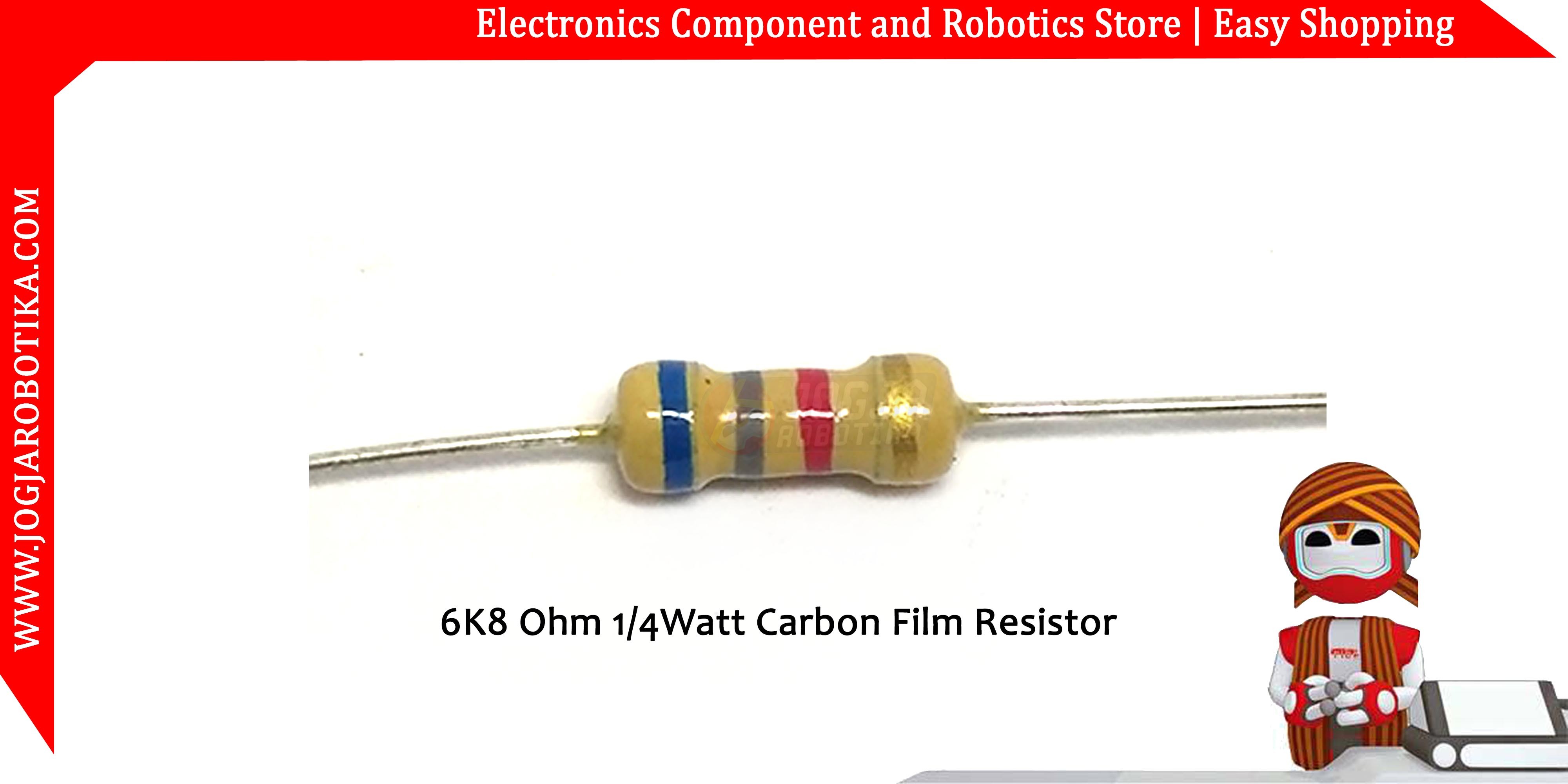 Jual 6K8 Ohm 1 4Watt Carbon Film Resistor