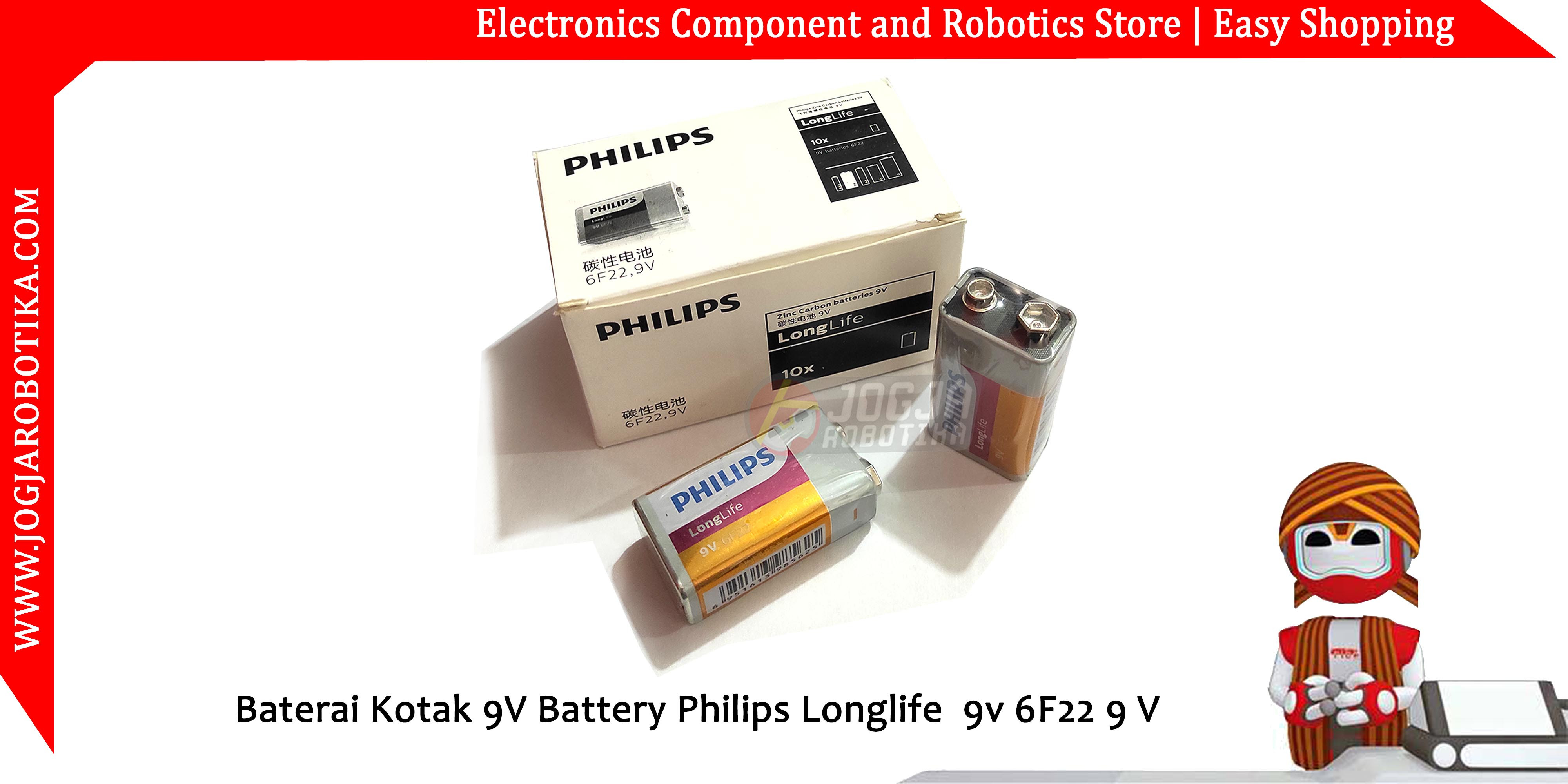 Jual Baterai Kotak 9v Battery Philips Longlife 9v 6f22 9 V