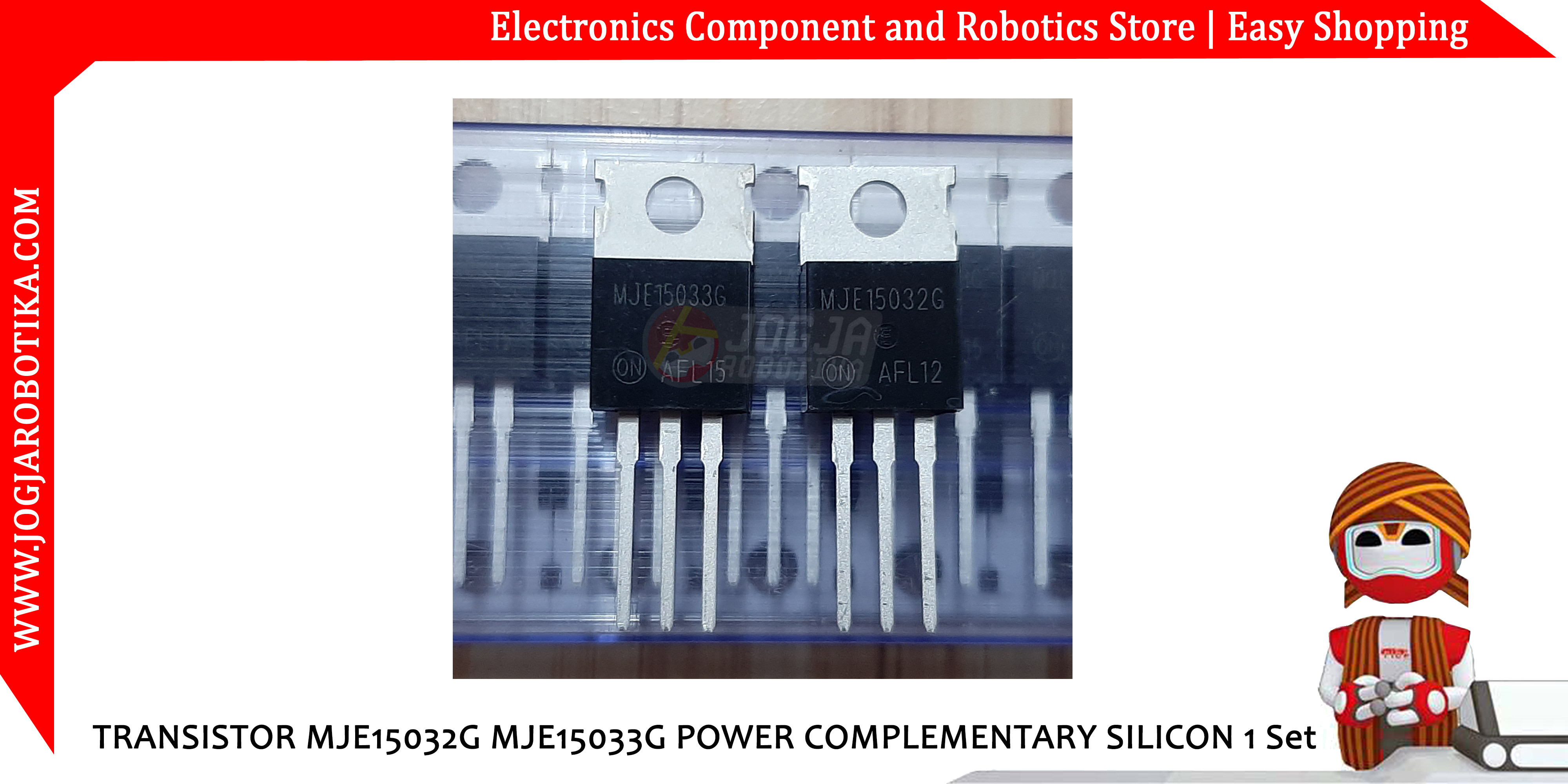 thumbnail interactive-video image 1 of MJE15032G & MJE15033G Transistor Pair (TO-220) - 2x NPN & 2x PNP, 250V 8A For Audio Amps & Power Circuits 1 of 4