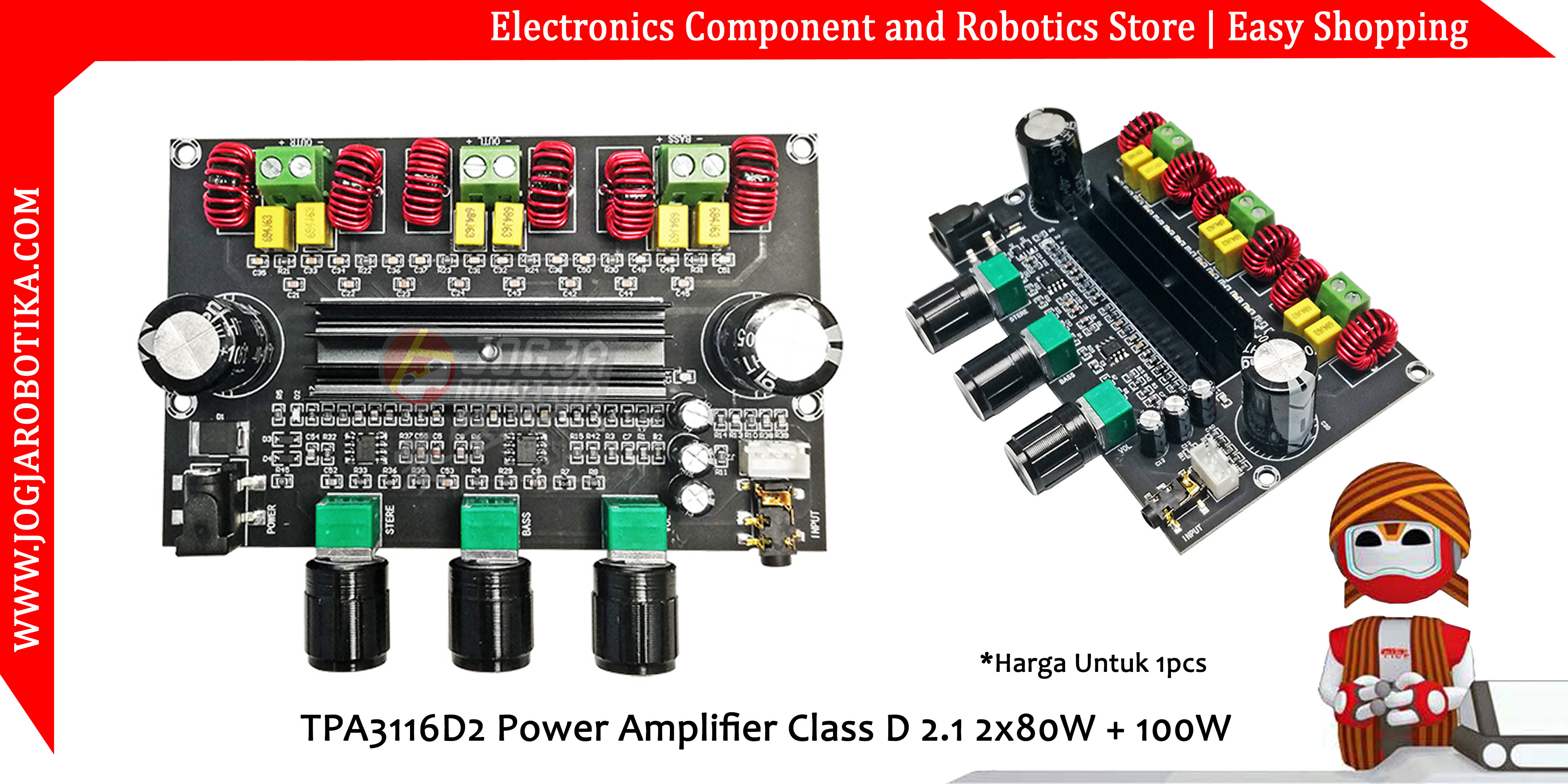 TPA3116D2 Power Amplifier Class D 2.1 2x80W + 100W - Toko Komponen ...