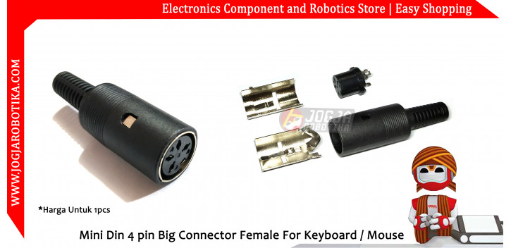 Mini Din 4 pin Big Connector Female For Keyboard / Mouse