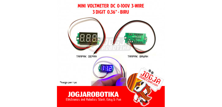 MINI VOLTMETER DIGITAL DC 4-30V 0-100V 3 DIGIT 0.36 INCH - BIRU