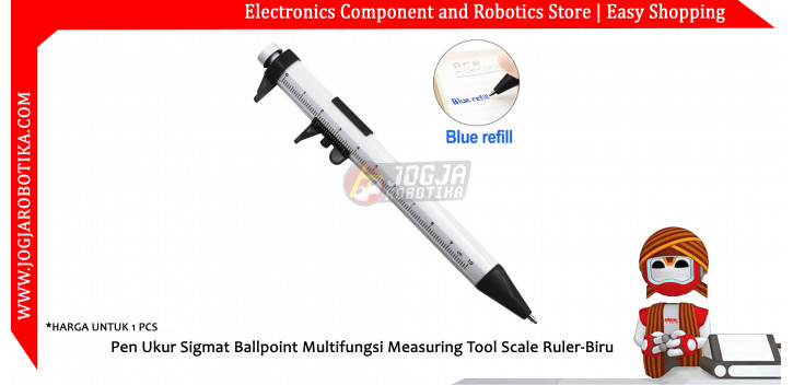 Pen Ukur Sigmat Ballpoint Multifungsi Measuring Tool Scale Ruler-Biru