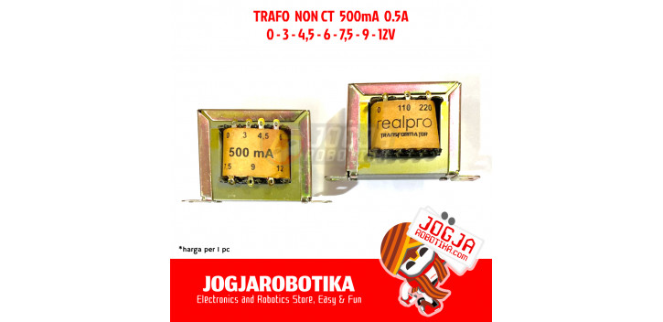 Trafo Travo 500mA 0.5A non CT Engkel Transformator 0-12V