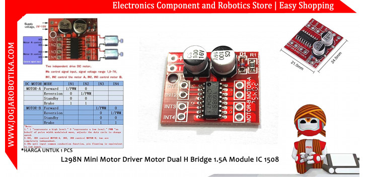 L298N Mini Motor Driver Motor Dual H Bridge 1.5A Module IC 1508