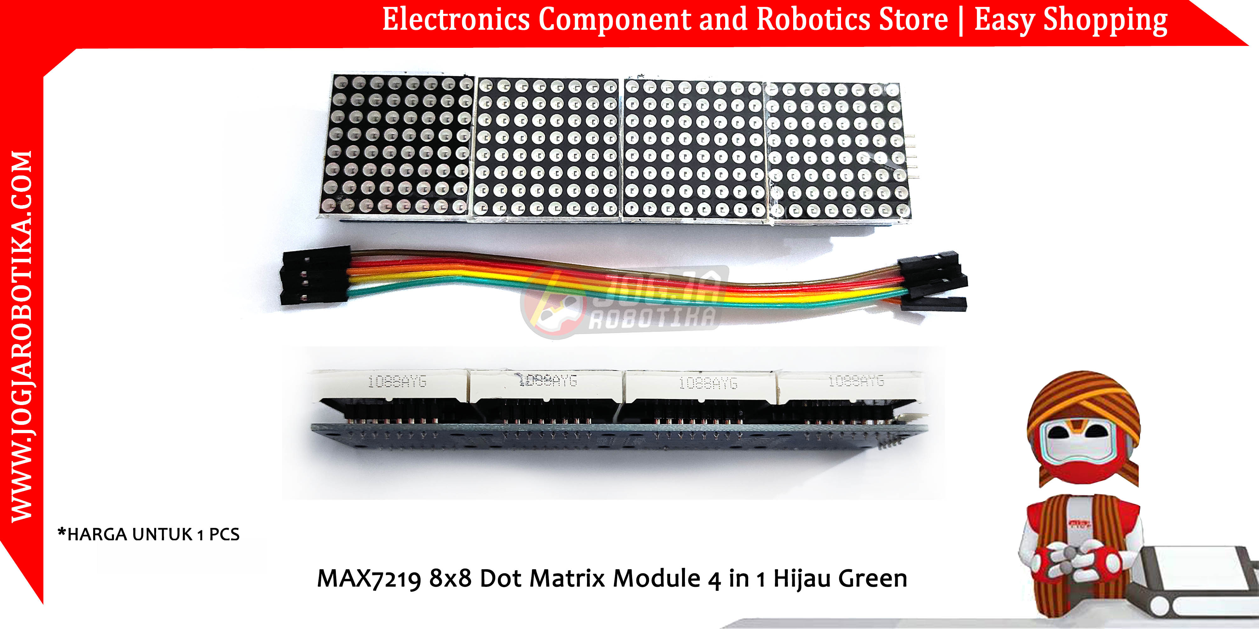 MAX7219 8x8 Dot Matrix Module 4 in 1 Green