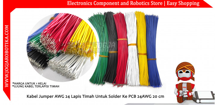 Kabel Jumper AWG 24 Lapis Timah Untuk Solder Ke PCB 24AWG 20 cm-Hijau