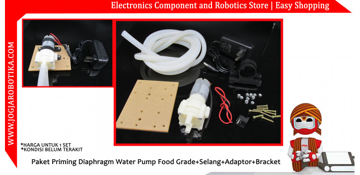 Paket Priming Diaphragm Water Pump Food Grade+Selang+Adaptor+Bracket