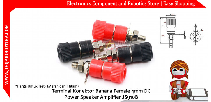 Terminal Konektor Banana Female 4mm DC Power Speaker Amplifier JS910B