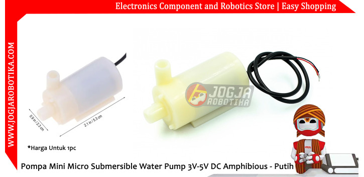 Pompa Mini Micro Submersible Water Pump 3V-5V DC Amphibious - Putih