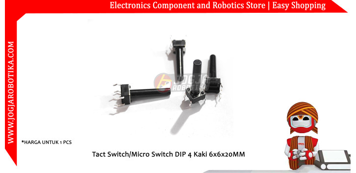 Tact Switch Micro Switch DIP 4 Kaki 6x6x20MM