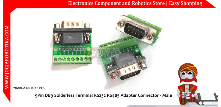 9Pin DB9 Solderless Terminal RS232 RS485 Adapter Connector - Male