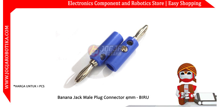 Banana Jack Male Plug Connector 4mm - BIRU