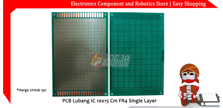 PCB Lubang IC 10x15 Cm FR4 Single Layer