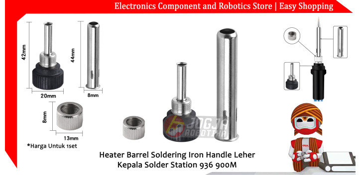 Heater Barrel Soldering Iron Handle Leher Kepala Solder Station 936 900M