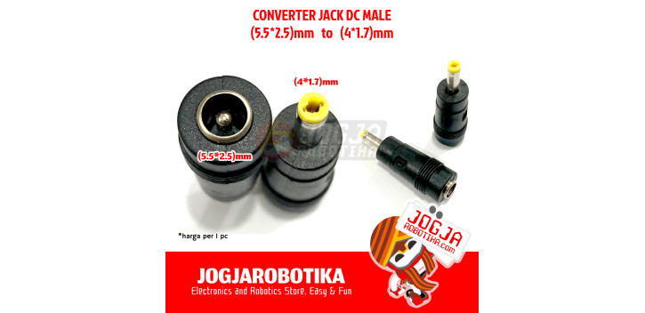 CONVERTER JACK DC ADAPTOR CHARGER MALE (5.5*2.5)MM JADI KECIL - (4.0*1.7)MM