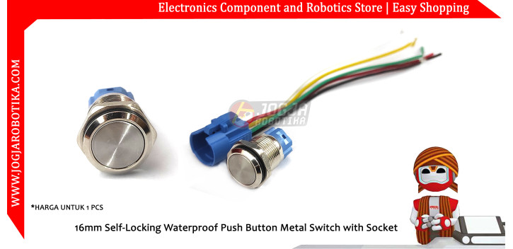 16mm Self-Locking Waterproof Push Button Metal Switch with Socket