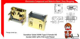 Konektor Soket HDMI Type A Female HD Socket SMD 19Pin PCB Gold Plated