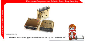 Konektor Soket HDMI Type A Male HD Socket SMD 19 Pin 2 Rows PCB 180°