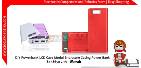 DIY Powerbank LCD Case Modul Enclosure Casing Power Bank 8x 18650 2.1A - Merah