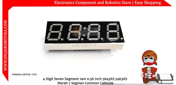 4 Digit Seven Segment Jam 0.56 Inch 5643AS Merah 7 Segmen Common Cathode