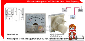 Mini Ampere Meter Analog Jarum 91C4 DC 0-2A Panel Listrik 45x45mm