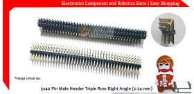 3x40 Pin Male Header Triple Row Right Angle (2.54 mm)