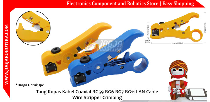 Tang Kupas Kabel Coaxial RG59 RG6 RG7 RG11 LAN Cable Wire Stripper Crimping - Kuning