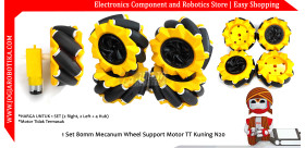 1 Set 80mm Mecanum Wheel Support Motor TT Kuning N20
