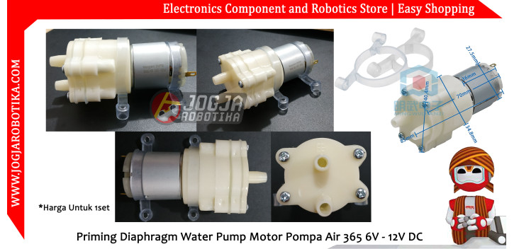 Priming Diaphragm Water Pump Motor Pompa Air 365 6V - 12V DC