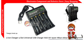 Li-ion Charger 4 Slot Universal USB Charger AAA AA 14500 18650 26650