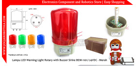 Lampu LED Warning Light Rotary with Buzzer Sirine BEM-1101J 24VDC - Merah