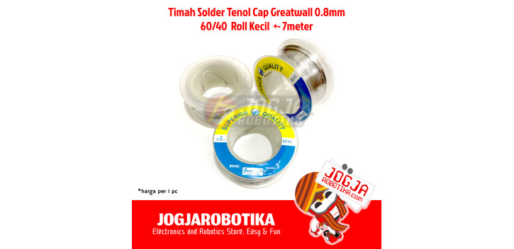 Timah Solder Tenol Cap Greatwall 0.8mm 60/40 Roll Kecil +-7 Meter