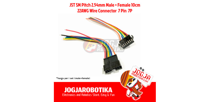 JST SM Pitch 2.54mm Male Female 10cm 22AWG Wire Connector 7 Pin 7P