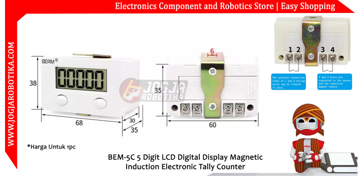 BEM-5C 5 Digit LCD Digital Display Magnetic Induction Electronic Tally Counter