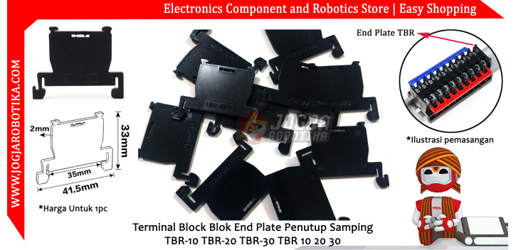 Terminal Block Blok End Plate Penutup Samping TBR-10 TBR-20 TBR-30 TBR 10 20 30