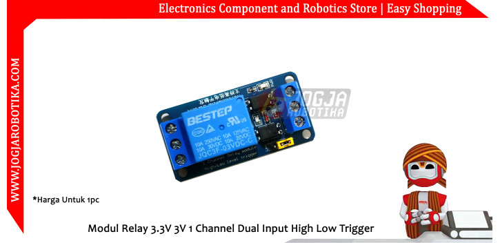 Modul Relay 3.3V 3V 1 Channel Dual Input High Low Trigger