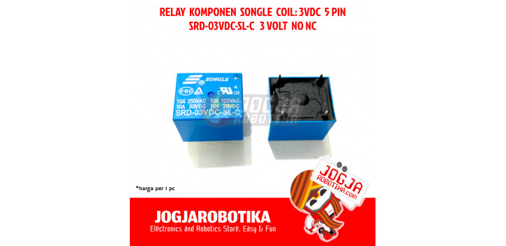 Relay Komponen 3V 5 pin NO NC SONGLE SRD-03VDC-SL-C