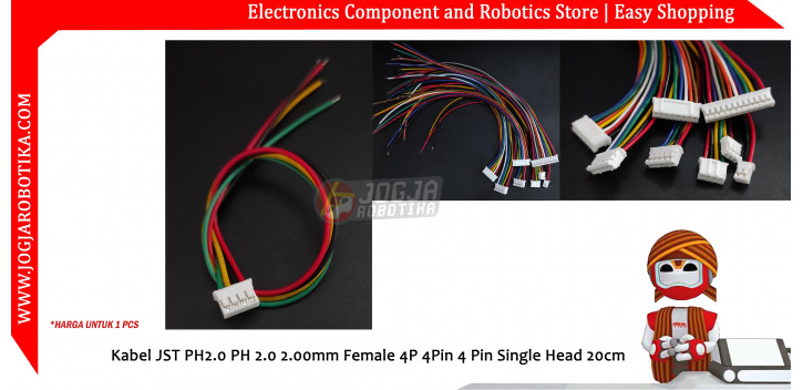 Kabel JST PH2.0 PH 2.0 2.00mm Female 4P 4Pin 4 Pin Single Head 20cm