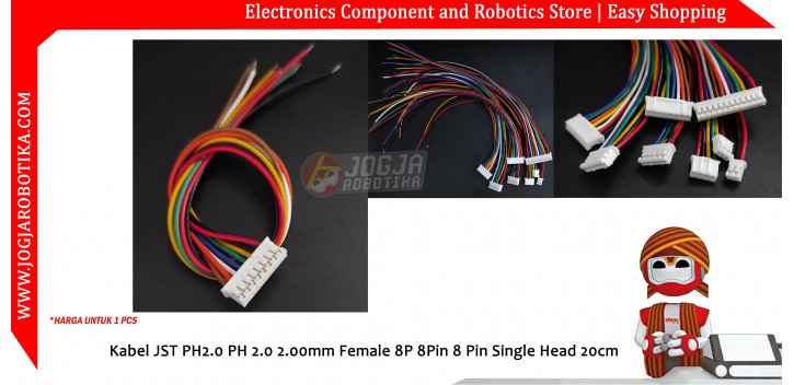 Kabel JST PH2.0 PH 2.0 2.00mm Female 8P 8Pin 8 Pin Single Head 20cm