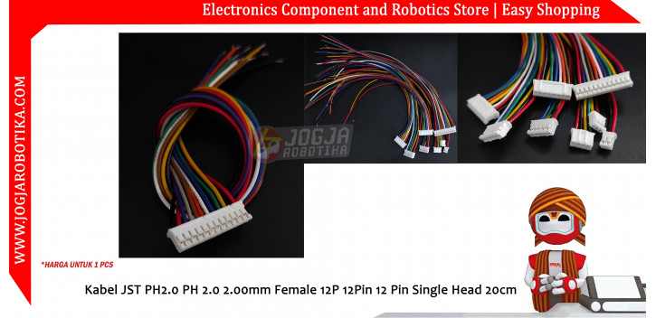 Kabel JST PH2.0 PH 2.0 2.00mm Female 12P 12Pin 12 Pin Single Head 20cm