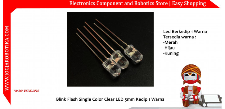 Blink Flash Single Color Clear LED 5mm Kedip 1 Warna - Merah